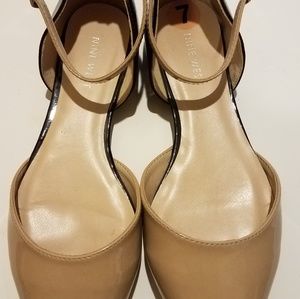 Nine West Two-Tone Patent Leather Ankle Strap Flat